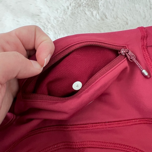 Womens Lululemon Dark Red Leggings with Mesh Cut-Outs Size 4 - Picture 2 of 15